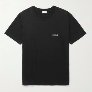 EUC CELINE HOMME Logo-Print Cotton-Jersey T-Shirt Medium Black
